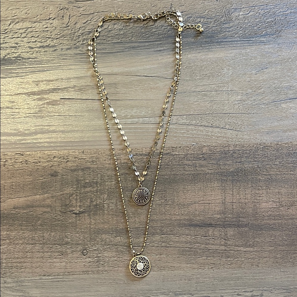 Gold Layered Pendant Necklace